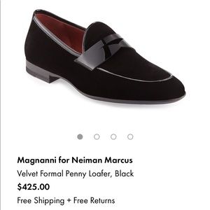 Magnanni for NM Velvet Formal Penny Loafer, Black